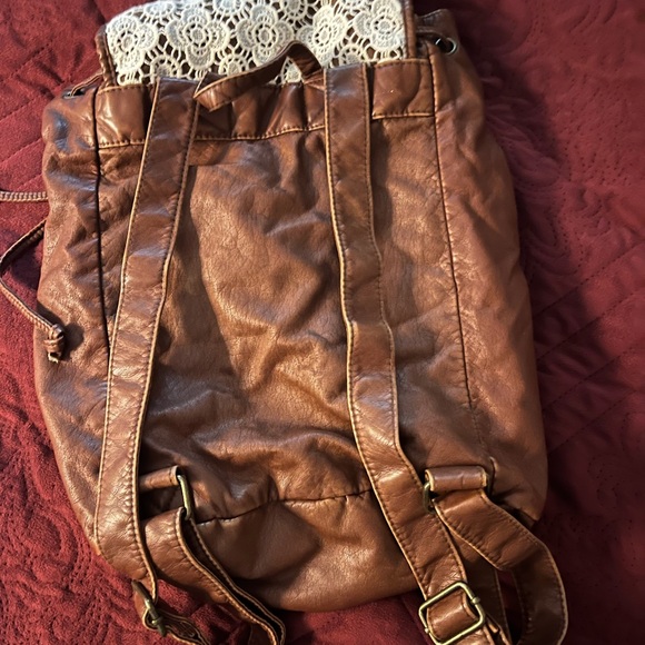 Brown Lace Accent Women's Mini Backpack - Picture 3 of 3